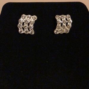 Faux Silver Diamond Earrings
